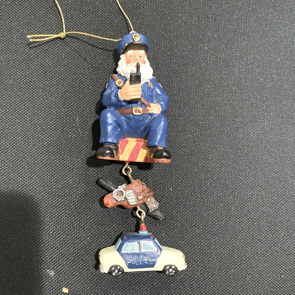 Police Santa ornament , new , never hung up